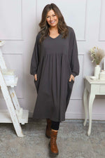 Eliza Cotton Dress Charcoal Charcoal - Eliza Cotton Dress Charcoal