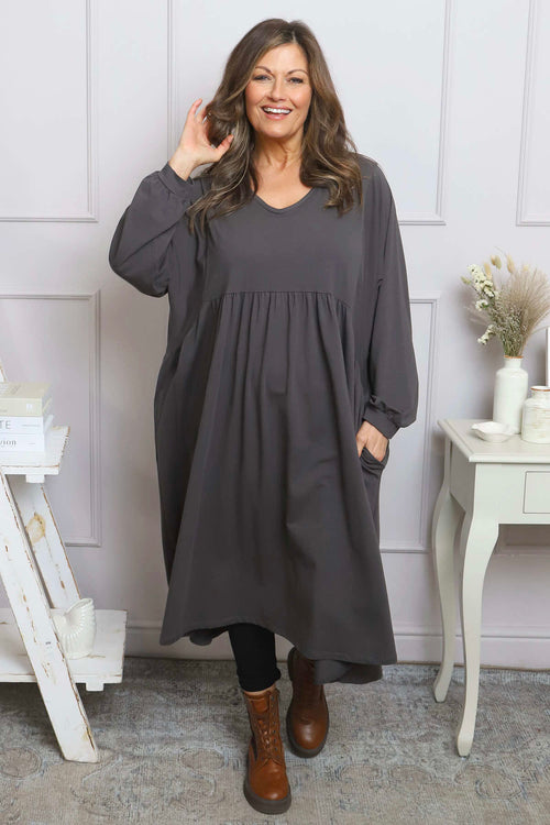 Eliza Cotton Dress Charcoal - Image 2