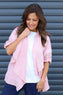 Francine Drape Front Linen Jacket Pink