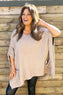 Ellie V-Neck Poncho Jumper Light Mocha