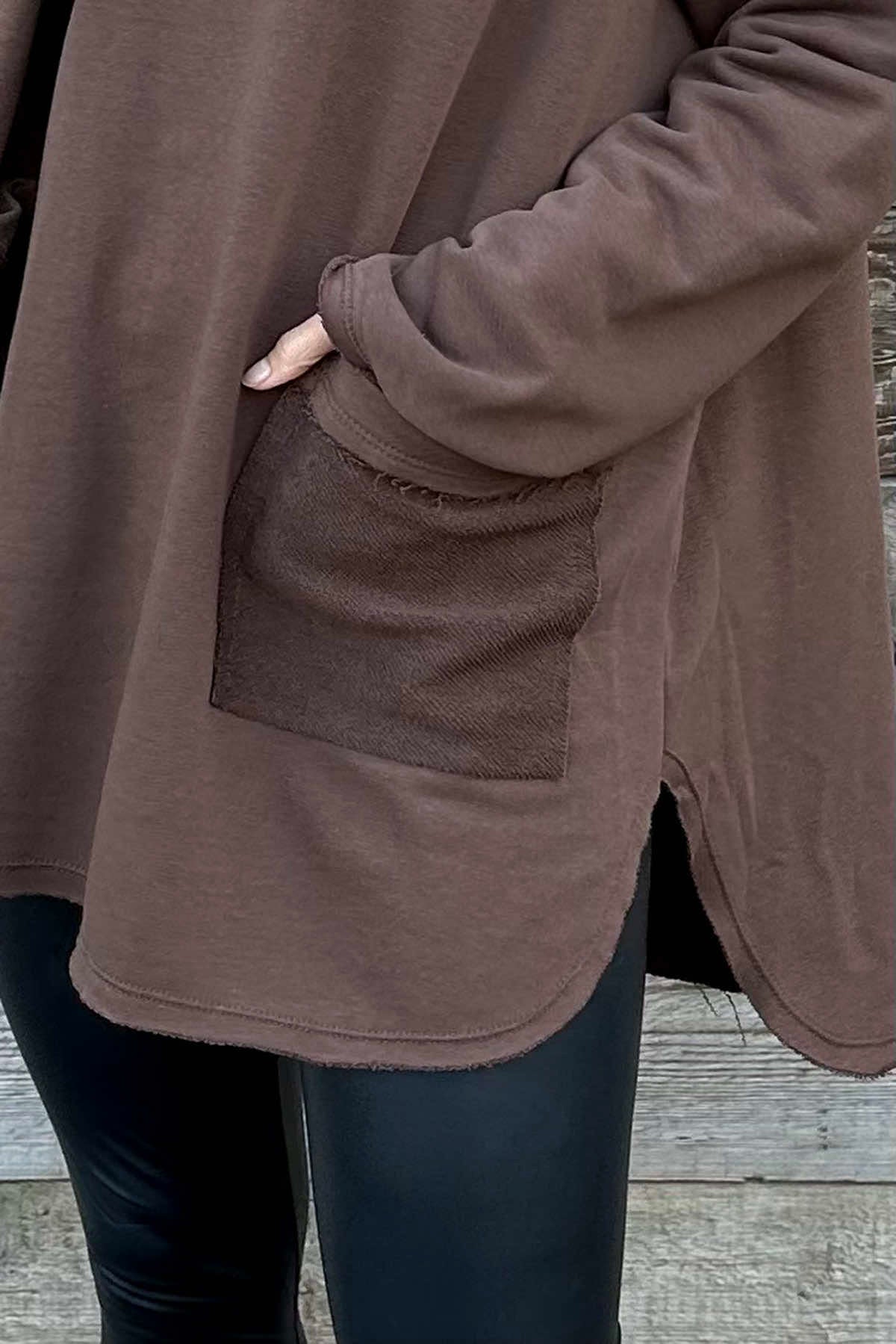 Katherine Cowl Pocket Top Cocoa