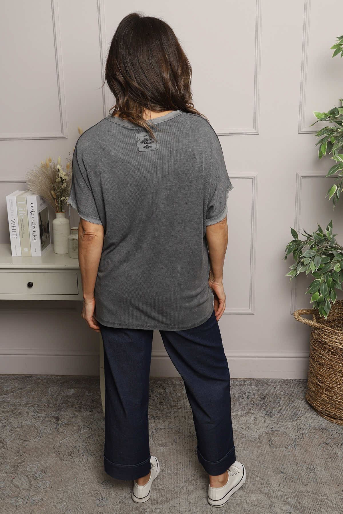 Burford V-Neck Top Charcoal