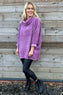 Emmeline Cowl Neck Cord Top Purple