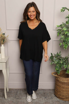 Burford V-Neck Top Black