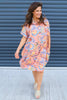 Naida Print Button Tunic Orange