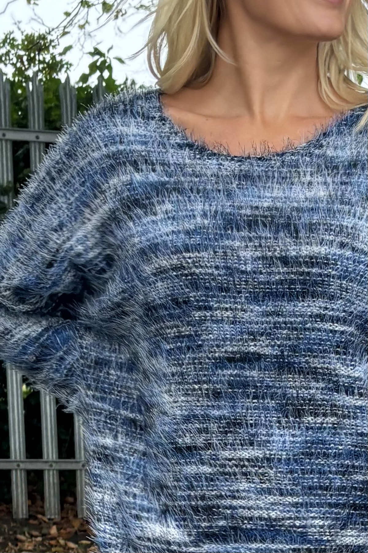 Lowri Fuzzy Stripe Jumper Blue