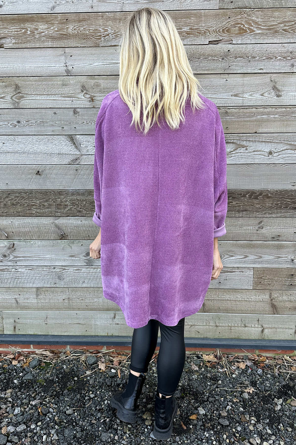 Emmeline Cowl Neck Cord Top Purple