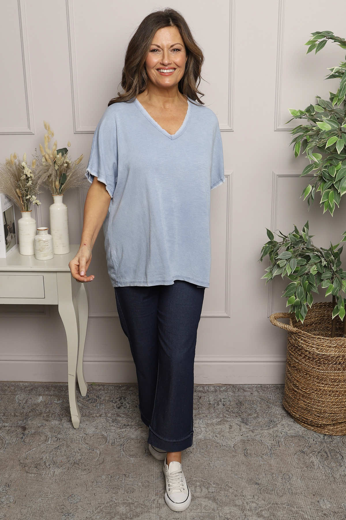 Burford V-Neck Top Blue