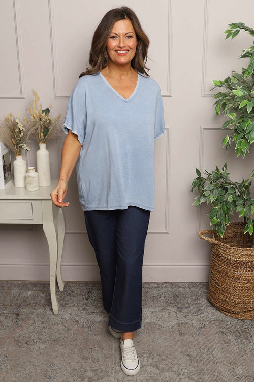 Burford V-Neck Top Blue - Image 3