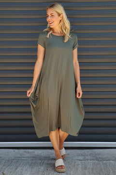 Sariah Short Sleeve Dress Khaki