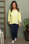 Charnette Long Sleeve Tie Dye Cotton Top Yellow