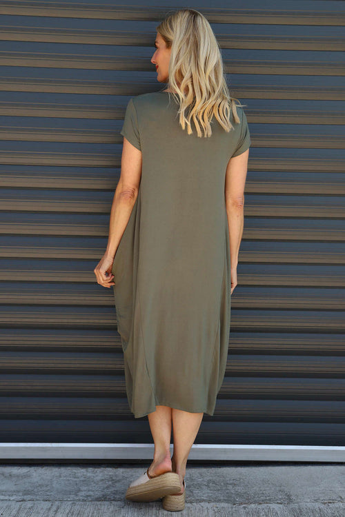 Sariah Short Sleeve Dress Khaki - Image 4