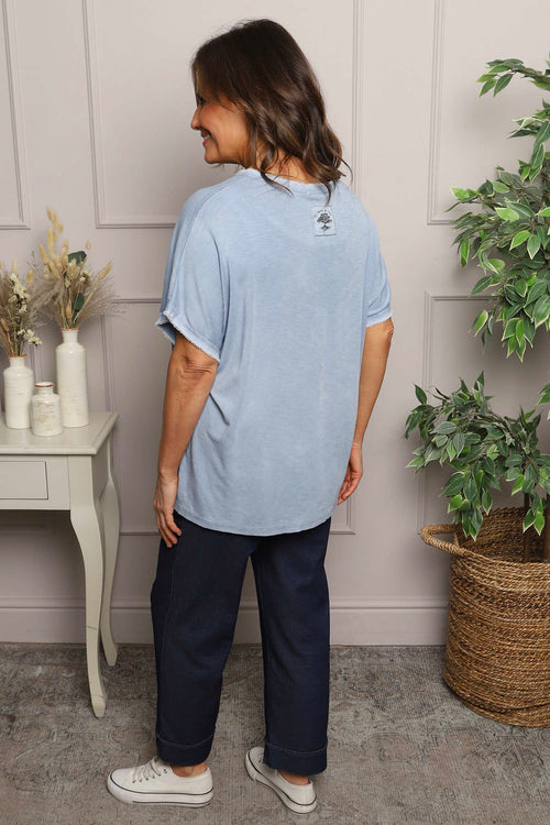 Burford V-Neck Top Blue - Image 4