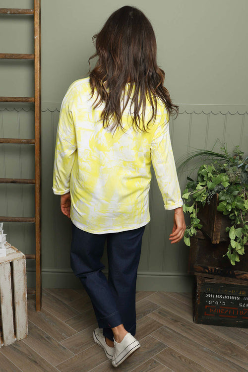 Charnette Long Sleeve Tie Dye Cotton Top Yellow - Image 4