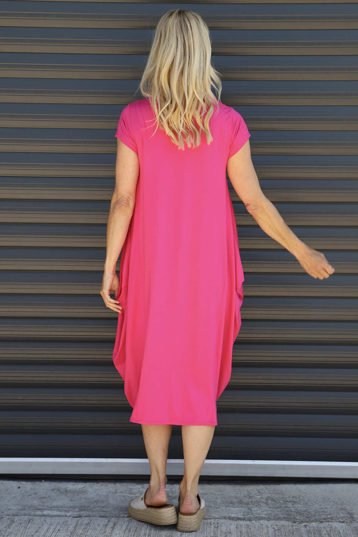 Sariah Short Sleeve Dress Fuchsia