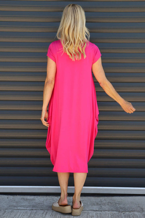 Sariah Short Sleeve Dress Fuchsia - Image 4