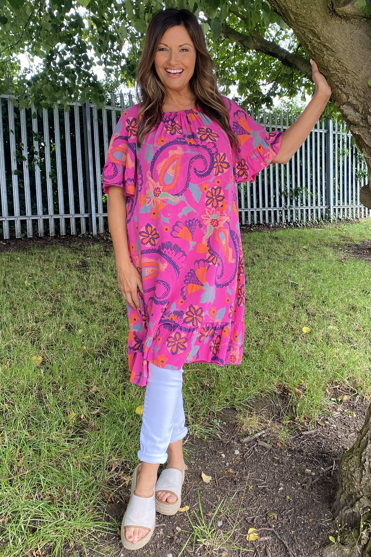 Chesca Paisley Print Tunic Fuchsia