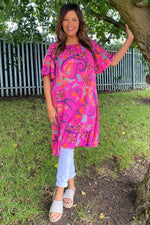 Chesca Paisley Print Tunic Fuchsia Fuchsia - Chesca Paisley Print Tunic Fuchsia