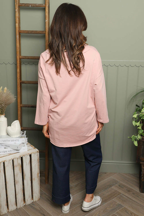 Trecia V-Neck Cotton Top Pink - Image 4