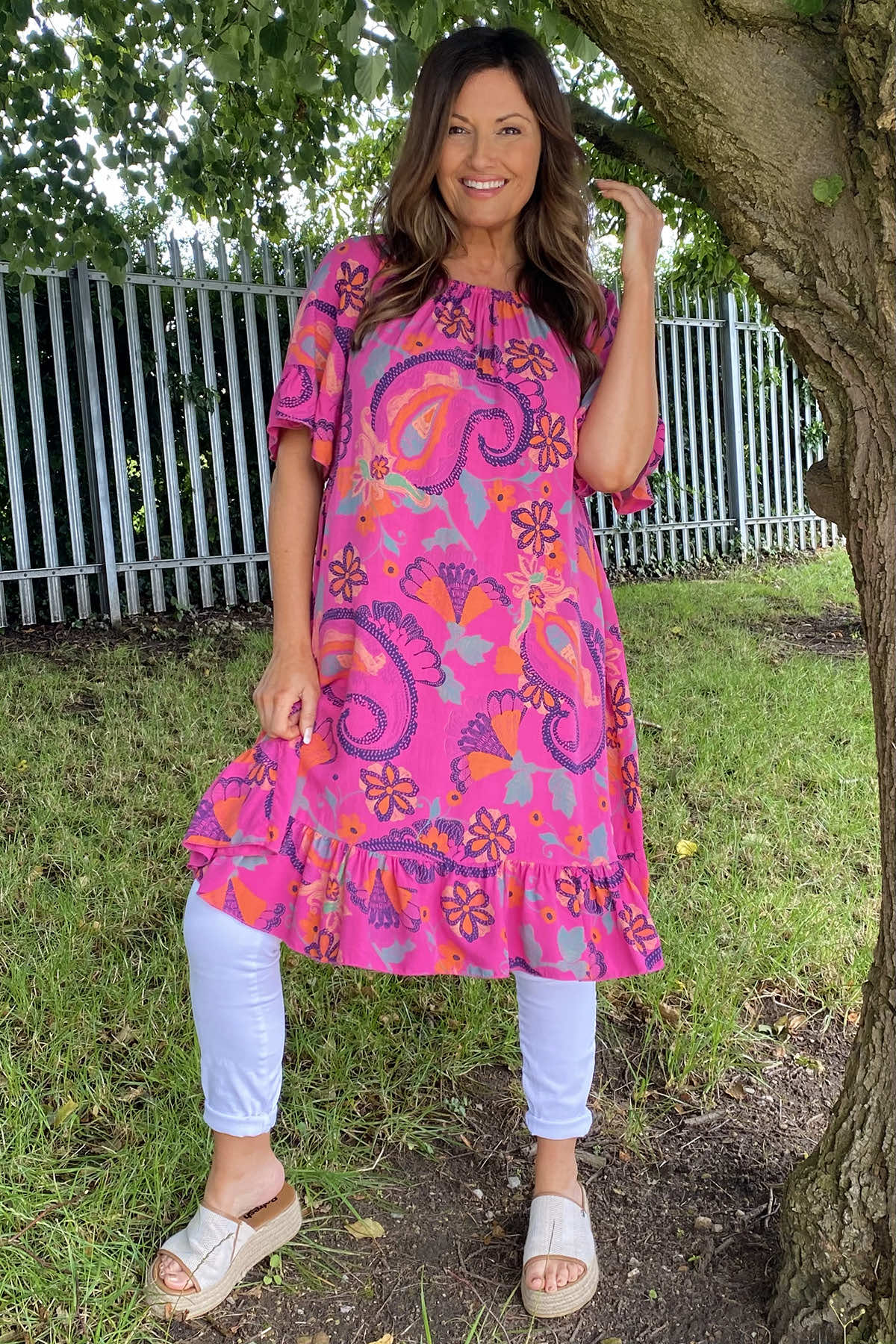 Chesca Paisley Print Tunic Fuchsia