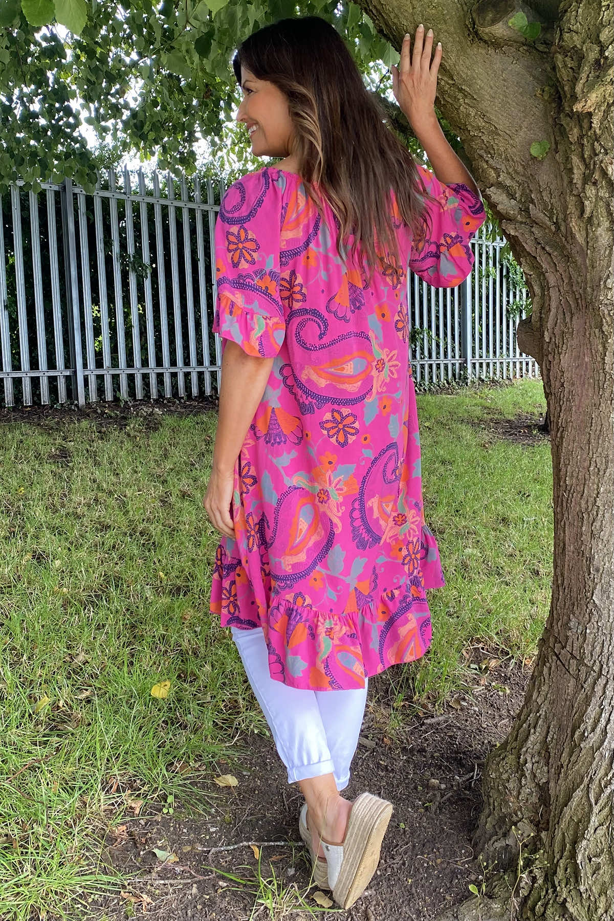 Chesca Paisley Print Tunic Fuchsia