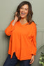Trecia V-Neck Cotton Top Orange