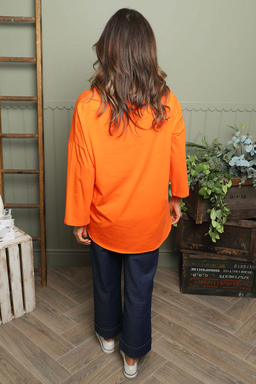 Trecia V-Neck Cotton Top Orange - Image 4