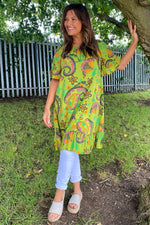 Chesca Paisley Print Tunic Lime Lime - Chesca Paisley Print Tunic Lime