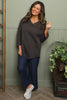 Trecia V-Neck Cotton Top Charcoal