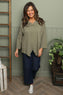 Trecia V-Neck Cotton Top Khaki