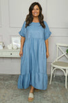 Bernice Belt Detail Denim Dress Mid Denim