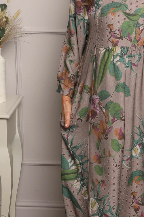 Kalla Floral Dress Mocha - Image 4