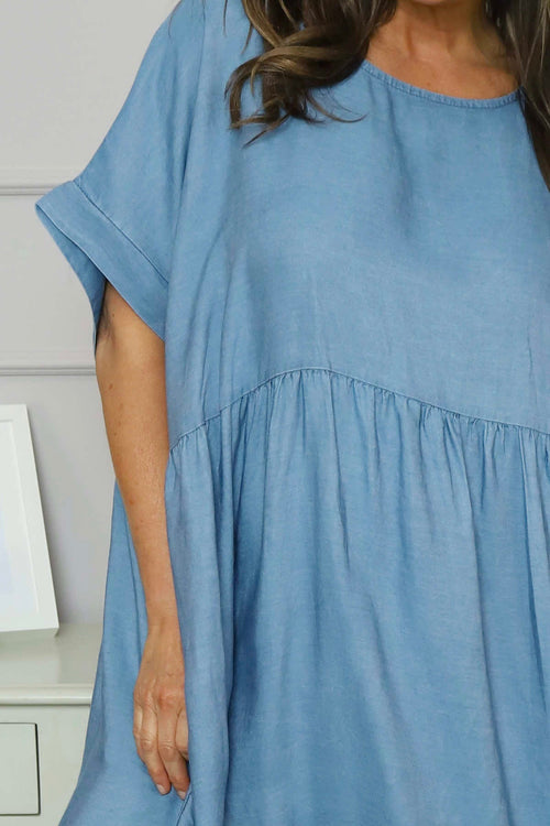 Bernice Belt Detail Denim Dress Mid Denim - Image 3