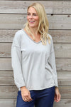 Kinsley Washed V-Neck Cotton Top Mocha