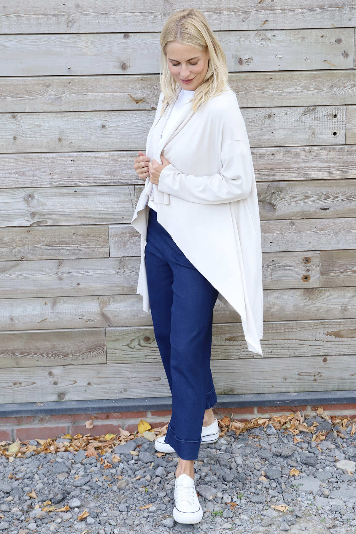 Regan Waterfall Cardigan Stone