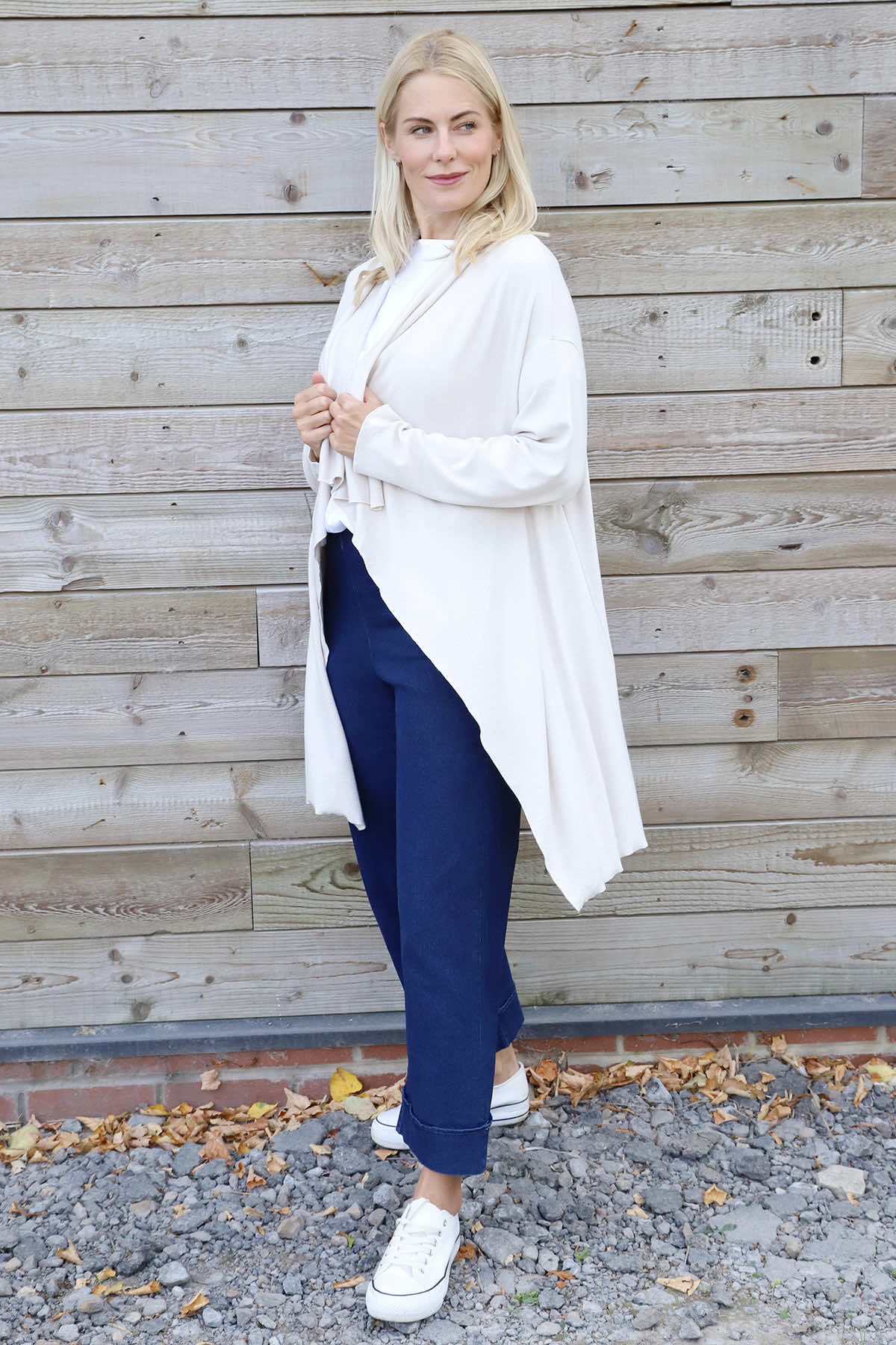 Regan Waterfall Cardigan Stone