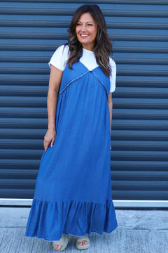 Shanna Strap Denim Dress Mid Denim