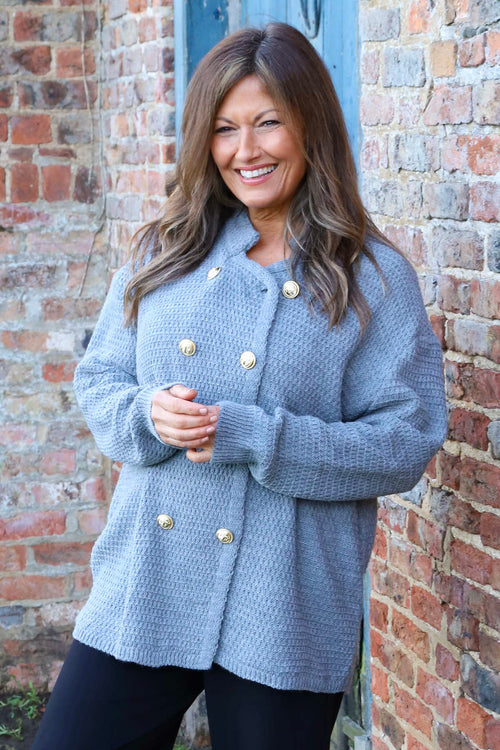 Belinda Knitted Cardigan Mid Grey - Image 2