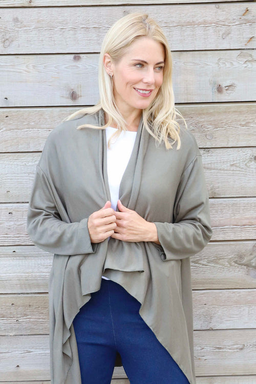 Regan Waterfall Cardigan Khaki - Image 2