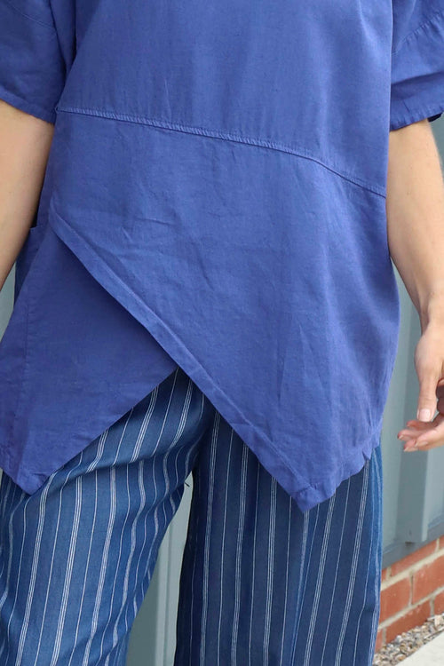 Merle Pocket Linen Top Royal Blue - Image 3