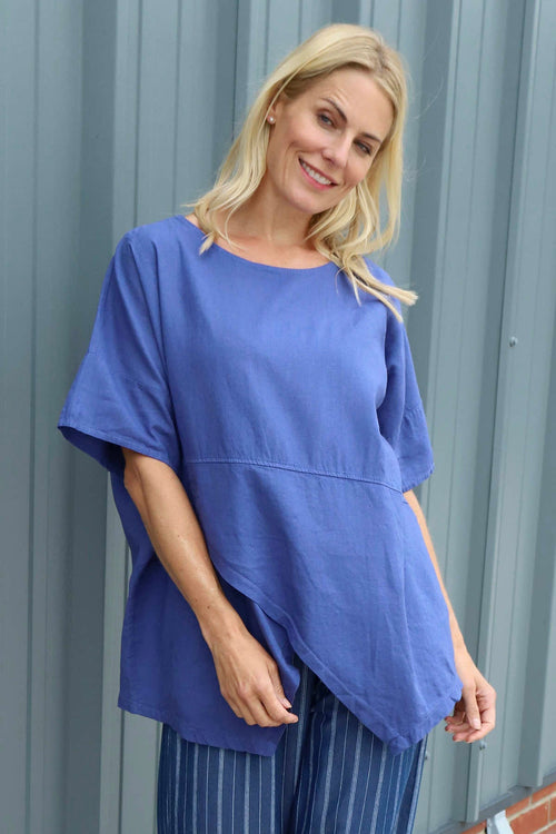 Merle Pocket Linen Top Royal Blue - Image 1