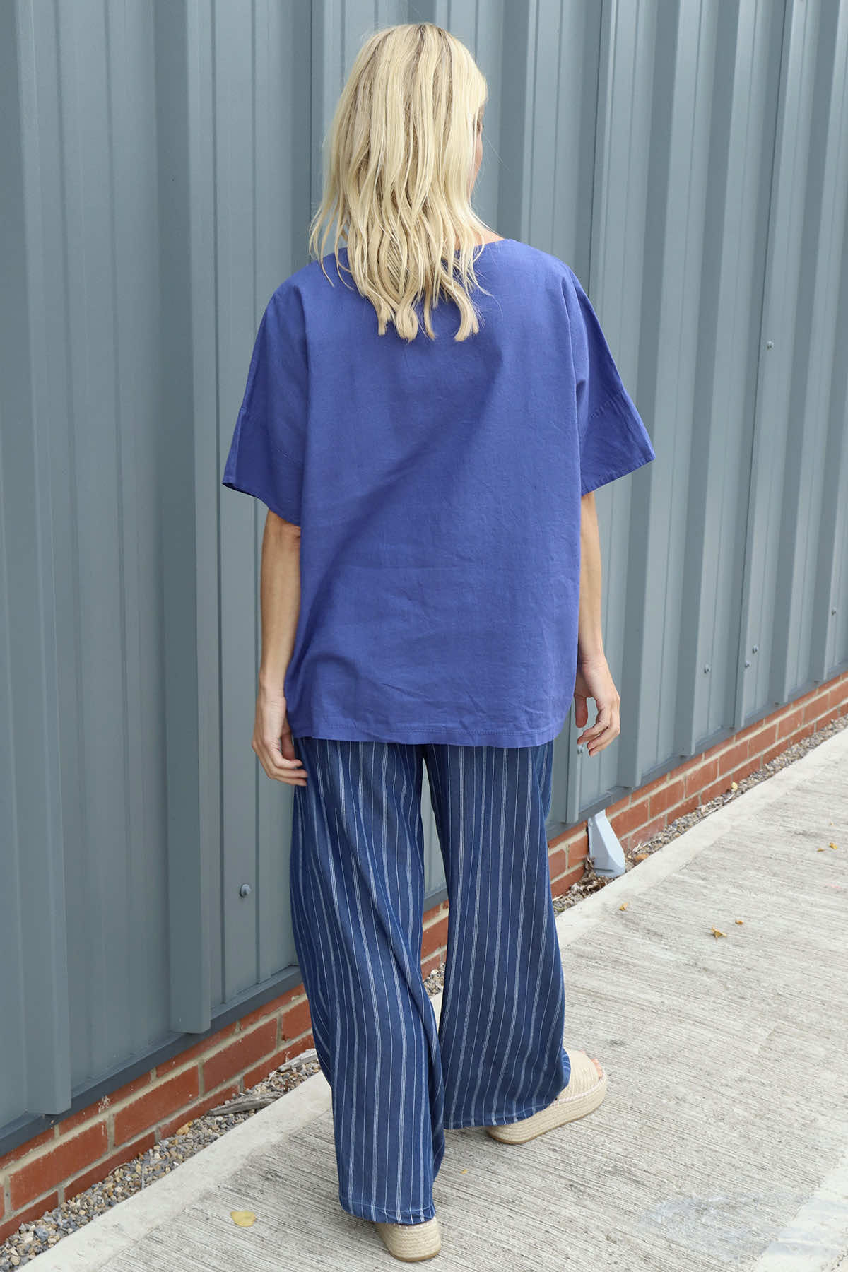 Merle Pocket Linen Top Royal Blue
