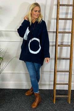 Nicola Hooded Cotton Top Navy