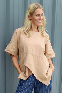 Merle Pocket Linen Top Camel