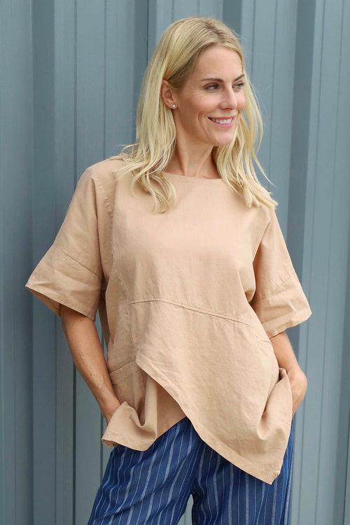 Merle Pocket Linen Top Camel - Image 1