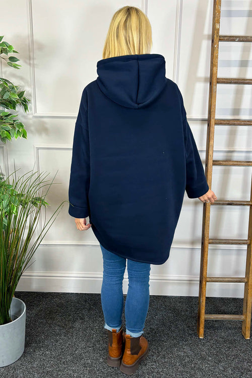 Nicola Hooded Cotton Top Navy - Image 4