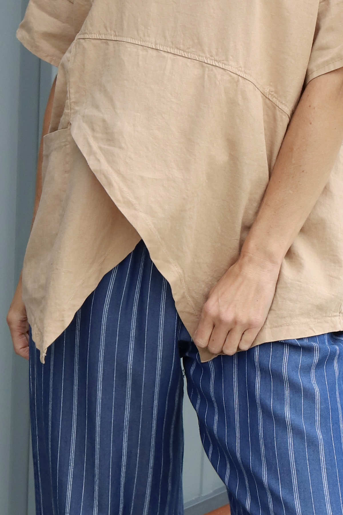 Merle Pocket Linen Top Camel