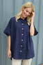 Theodora Crochet Detail Shirt Navy