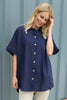 Theodora Crochet Detail Shirt Navy