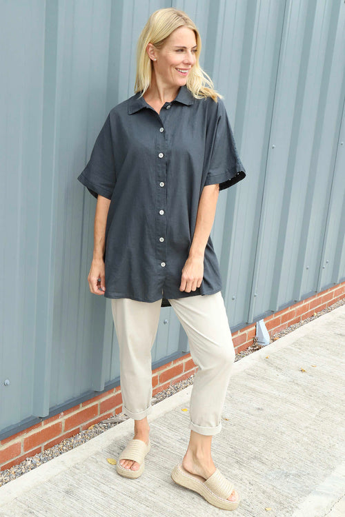 Theodora Crochet Detail Shirt Charcoal - Image 2